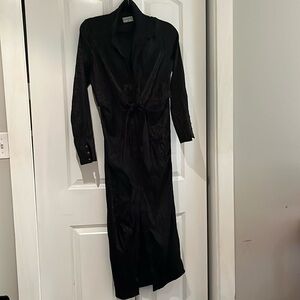 Black leopard print long sleeve dress